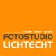 Orange Logo mit Text: "Fotostudio Lichtecht, Studio, Labor, Grafik".