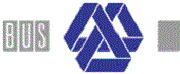 Blaues geometrisches Symbol mit Text "BUS" links daneben.