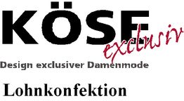 KÖSE exklusiv Logo: Design exklusiver Damenmode und Lohnkonfektion in Schwarz und Rot.