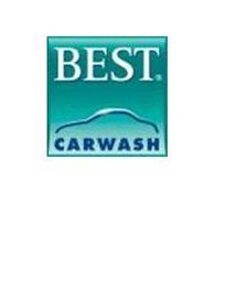 Logo mit Text "BEST CARWASH" und stilisiertem Auto in blau und weiß.