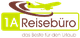 Logo von 1A Reisebüro mit grünem Flugzeug und Motto "das Beste für den Urlaub".