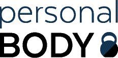 Text: „personal BODY“ mit einer Kettlebell als Buchstabe „Y“; Fitness-Logodesign.