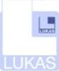 Logo mit dem Text "LUKAS", stilisierte blaue L-Form.