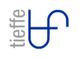 Logo con scritta "tieffe" in grigio e simbolo stilizzato in blu su sfondo bianco.