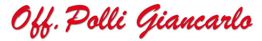 Scritta "Off. Polli Giancarlo" in corsivo rosso su sfondo bianco.