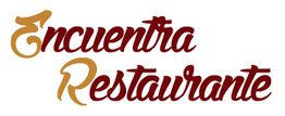 Texto: "Encuentra Restaurante" en diseño estilizado y colores rojo y naranja.