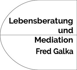 Text: "Lebensberatung und Mediation Fred Galka" in einem Viertelkreis.