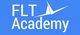 "FLT Academy logo with stylized plane graphic on a blue background."