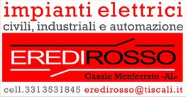 Inserzione pubblicitaria per impianti elettrici di Eredi Rosso a Casale Monferrato, con contatti.
