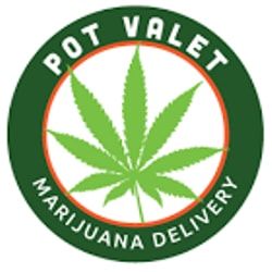Green cannabis leaf logo with "Pot Valet Marijuana Delivery" text encircling it.