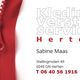 Rode rits met tekst: "Kledingverstelservice Herten" en contactgegevens van Sabine Maas.