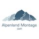 Logo: Blaue Bergkette mit Zahnrädern und Text "Alpenland Montage GbR" darunter.