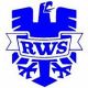 Blaues Logo mit Adler und den Buchstaben "RWS" auf einem Banner vor der Brust.