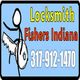 Cartoon figure on a key with text: "Locksmith Fishers Indiana 317-912-1470."