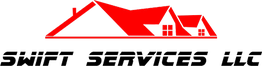 Red house logo with text "Swift Services LLC" in bold, stylized font below.