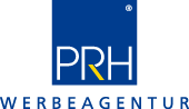 Logo der PRH Werbeagentur in Blau und Gelb.
