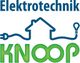 Text: "Elektrotechnik Knoop" mit Hausumriss, Kabel und Glühbirne als Logo-Elemente.