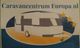 Afbeelding van Caravancentrum Europa met een camper en sterren op een blauwe achtergrond.