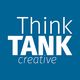 Text reads "Think TANK creative" in white on a blue background.