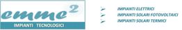 Logo di "emme2" con testo su impianti elettrici e solari.