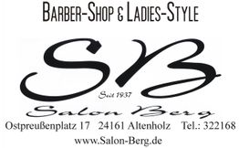 Salon Berg Logo mit Adresse und Website, Friseur für Damen und Herren in Altenholz.