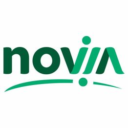 Logo verde con scritta "novia" e linee curve sotto e sopra le lettere "IA".