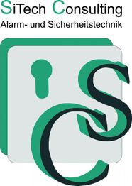 Logo von SiTech Consulting mit einem stilisierten Schloss in Grün und Text: "Alarm- und Sicherheitstechnik."
