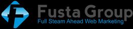 Logo of Fusta Group with the text "Full Steam Ahead Web Marketing" and a blue icon.