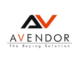 Logo mit Text "AVENDOR - The Buying Solution" in Schwarz und Orange.