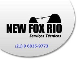 Logo da New Fox Rio com o texto "Serviços Técnicos" e telefone (21) 9 6835-9773.