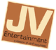 Logo mit großem „JV“ und Text „Entertainment, a division of JV Enterprises“ auf braunem Hintergrund.