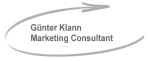 Text "Günter Kiann Marketing Consultant" mit Pfeil darüber und Schwunglinie darunter.