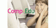 Mädchen lächelt am Computer, daneben der Text "Comp-Edu".
