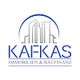Logo von "Kafkas Immobilien & Baufinanz", stilisierte Gebäude und Text in Blau.