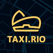 Logo do Taxi.Rio em amarelo sobre fundo escuro com linhas de mapa.