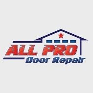 Logo for All Pro Door Repair with a house and a red star above the garage.