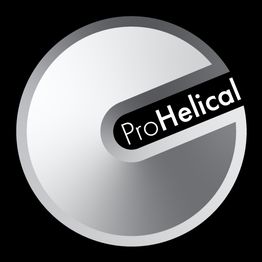 Logo with "ProHelical" text on a grayscale circular background.