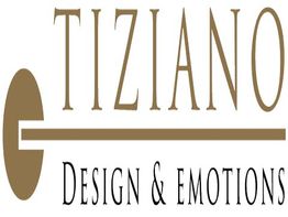 "Tiziano-Logo mit Slogan 'Design & Emotions' in stilvoller Schrift auf weißem Hintergrund."