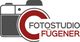 Logo mit Kamera und Text "Fotostudio Fügener" in Rot und Grau.