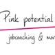 Logo: "Pink potential jobcoaching & more" in schwarzem Text mit pinkem Unterstrich.