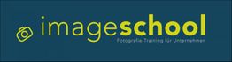 Logo von "image school" mit Kamera-Icon, Text: "Fotografie-Training für Unternehmen".