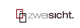 Logo mit zwei überlappenden Quadraten und dem Text "zweisicht" auf weißem Hintergrund.
