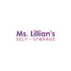 "Ms. Lillian's Self-Storage logo with purple and pink text and floral accents."