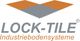 Logo mit Puzzle-Bodenfliesen in Grau und Orange; Text: "LOCK-TILE Industriebodensysteme".