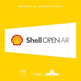 Texto em fundo amarelo com logotipo da Shell e "Shell Open Air".