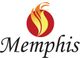 Rotes Logo mit gelben Flammen-Design und schwarzem Schriftzug "Memphis".