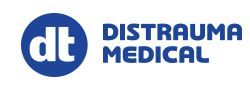 Logotipo de Distrauma Medical con un círculo azul y las letras "dt" en blanco.