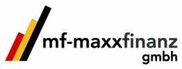 Logo der mf-maxxfinanz GmbH mit drei Balken in Schwarz, Rot und Gelb.