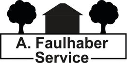 Das Logo zeigt zwei Bäume, ein Haus dazwischen und die Aufschrift "A. Faulhaber Service".