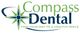 Logo for Compass Dental with compass graphic and tagline, "Find your way to a healthy smile."
